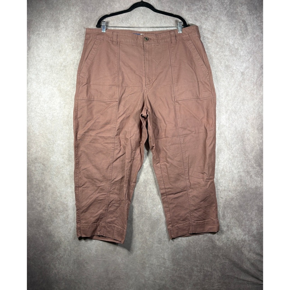 Old Navy Pants Womens 20 Brown Barrel Leg High-Rise Cropped Utility Workwear
